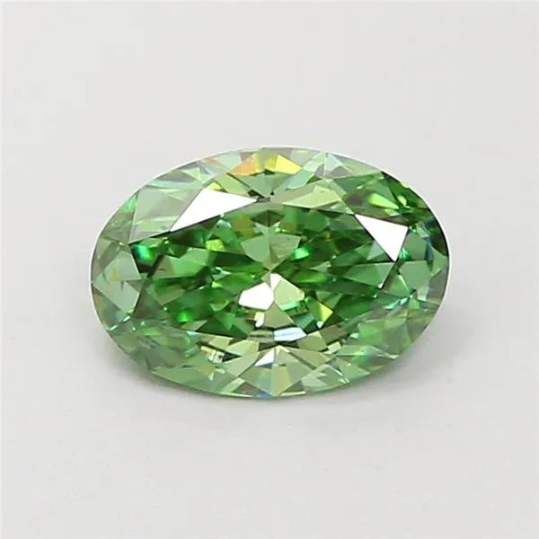 0.87ct Oval Lab Grown Diamond (Colour Fancy Vivid Green, Clarity VS2, IGI Certified)