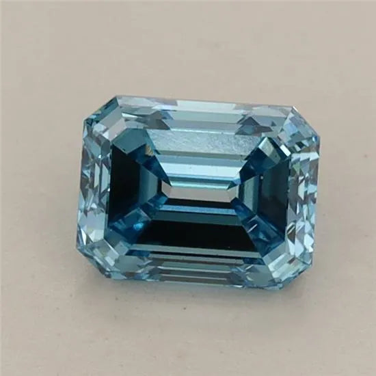 0.92ct Emerald Lab Grown Diamond (Colour Fancy Vivid Blue, Clarity VS2, IGI Certified)