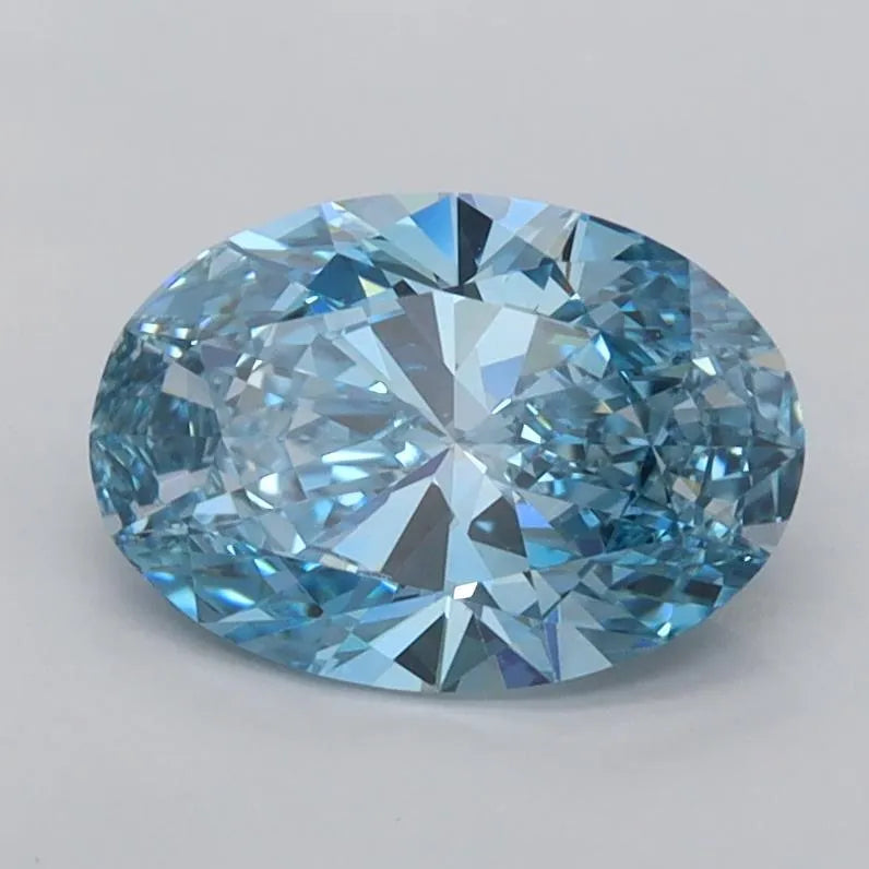 1.25ct Oval Lab Grown Diamond (Colour Fancy Vivid Blue, Clarity VVS2, IGI Certified)