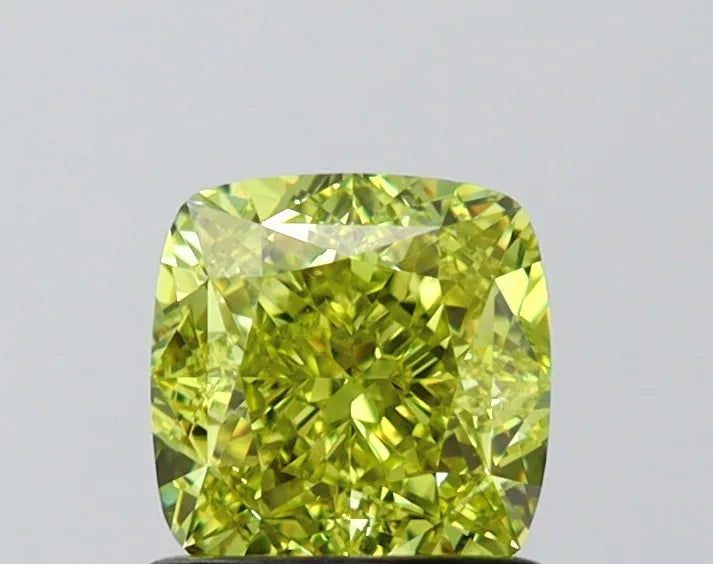 1.30ct Cushion modified Lab Grown Diamond (Colour Fancy Intense Greenish Yellow, Clarity VVS2, IGI Certified)