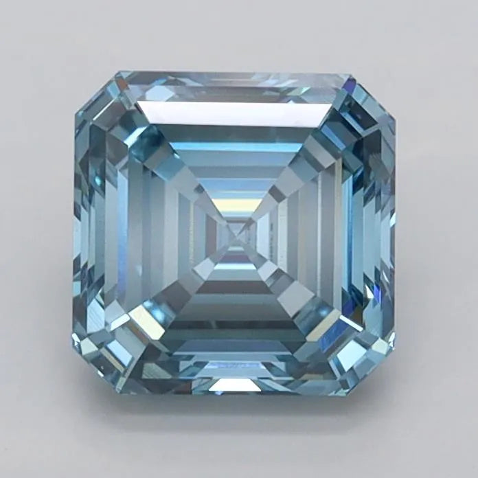 1.51ct Asscher Lab Grown Diamond (Colour Fancy Vivid Greenish Blue, Clarity VVS2, IGI Certified)