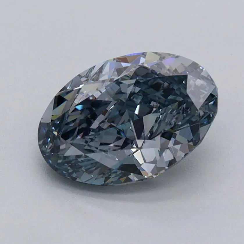 1.51ct Oval Lab Grown Diamond (Colour Fancy Blueish Gray, Clarity VS2, IGI Certified)