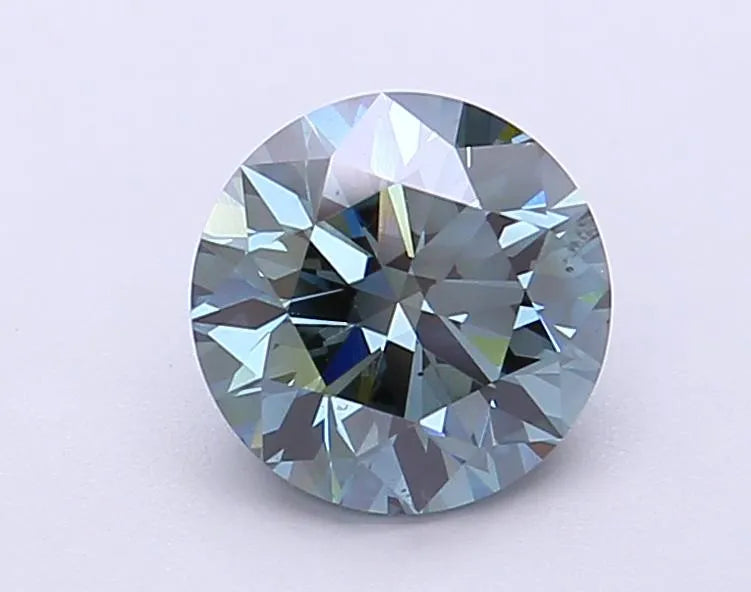 1.51ct Round Lab Grown Diamond (Colour Fancy Vivid Green Blue, Clarity SI1, Cut ID, IGI Certified)
