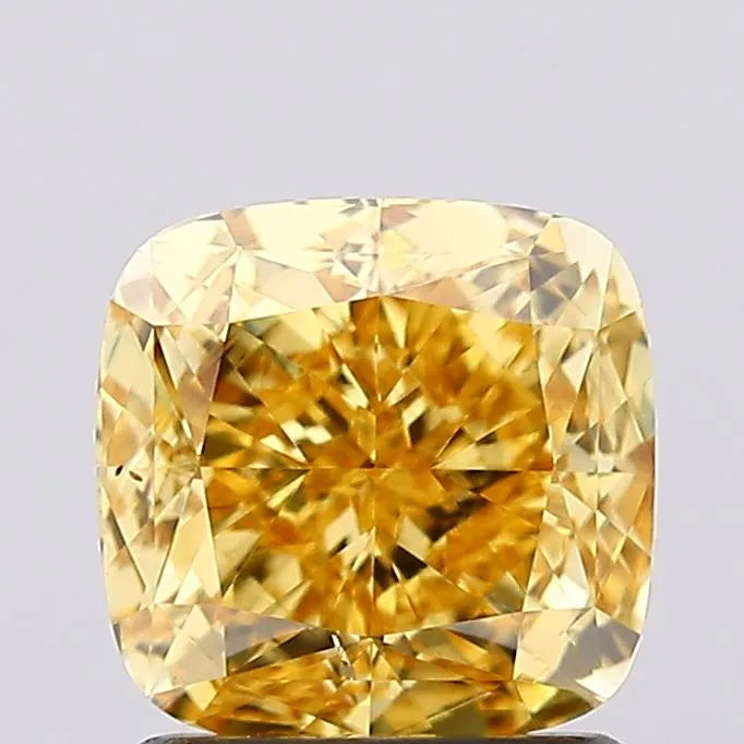 1.54ct Cushion modified Lab Grown Diamond (Colour Fancy Vivid Yellow, Clarity VS2, IGI Certified)