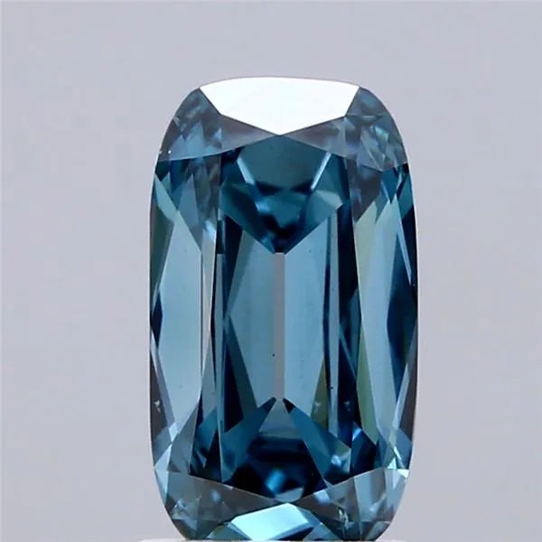 1.57ct Cushion brilliant Lab Grown Diamond (Colour Fancy Vivid Greenish Blue, Clarity VS2, IGI Certified)