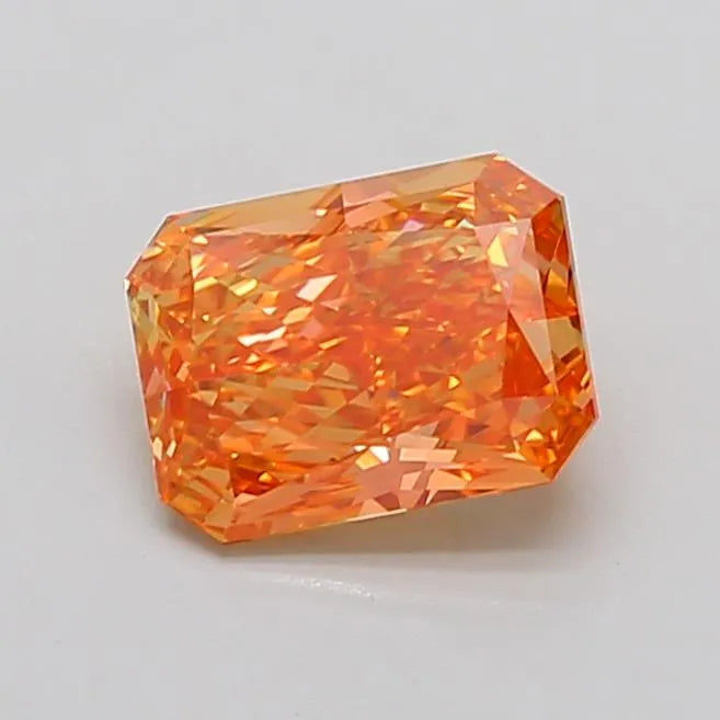 1.82ct Radiant Lab Grown Diamond (Colour Fancy Vivid Pinkish Orange, Clarity VVS2, IGI Certified)