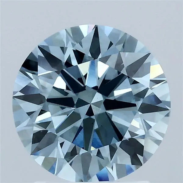 2.00ct Round Lab Grown Diamond (Colour Fancy Vivid Blue, Clarity VVS2, Cut ID, IGI Certified)
