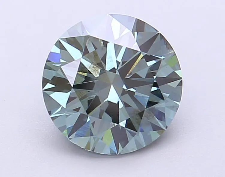 2.00ct Round Lab Grown Diamond (Colour Fancy Vivid Blueish Green, Clarity SI1, Cut ID, IGI Certified)