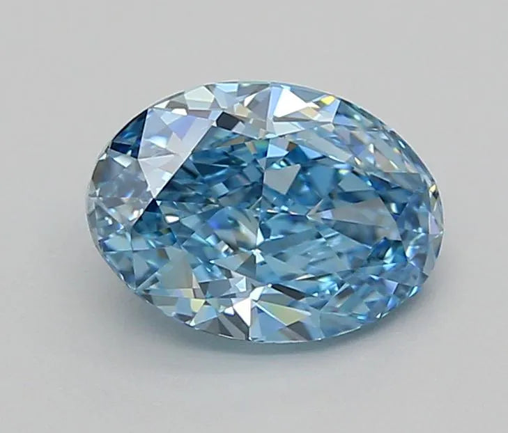 2.01ct Oval Lab Grown Diamond (Colour Fancy Vivid Blue, Clarity VVS1, IGI Certified)
