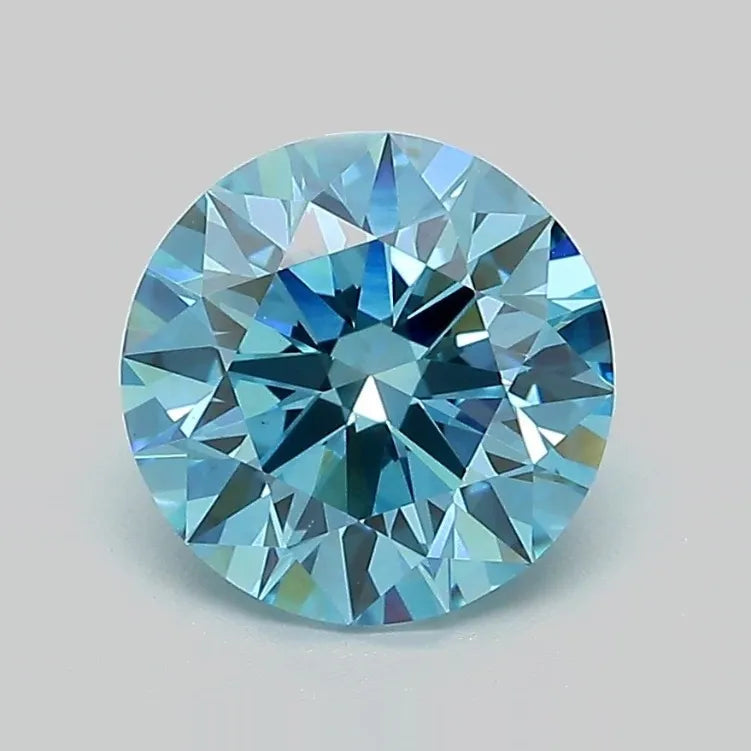 2.01ct Round Lab Grown Diamond (Colour Fancy Vivid Blue, Clarity VS1, Cut ID, IGI Certified)