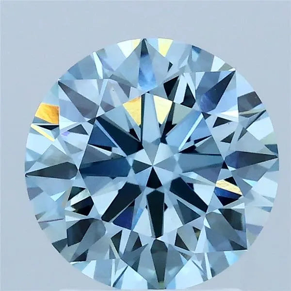 2.05ct Round Lab Grown Diamond (Colour Fancy Vivid Blue, Clarity VVS2, Cut ID, IGI Certified)