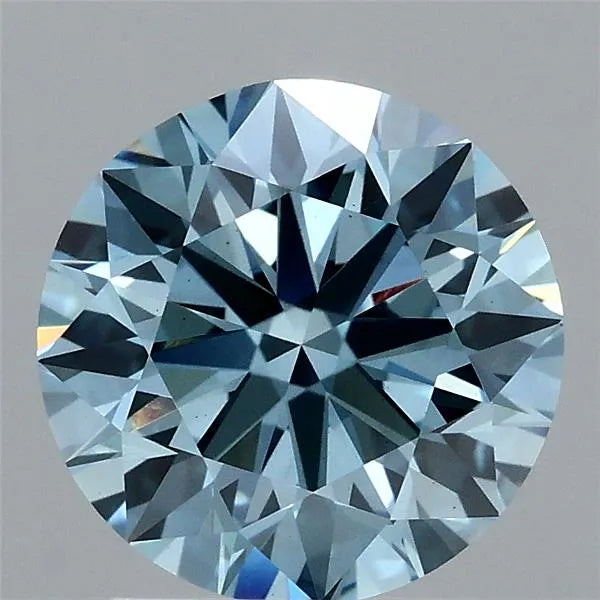 2.06ct Round Lab Grown Diamond (Colour Fancy Vivid Blue, Clarity VS1, Cut ID, IGI Certified)