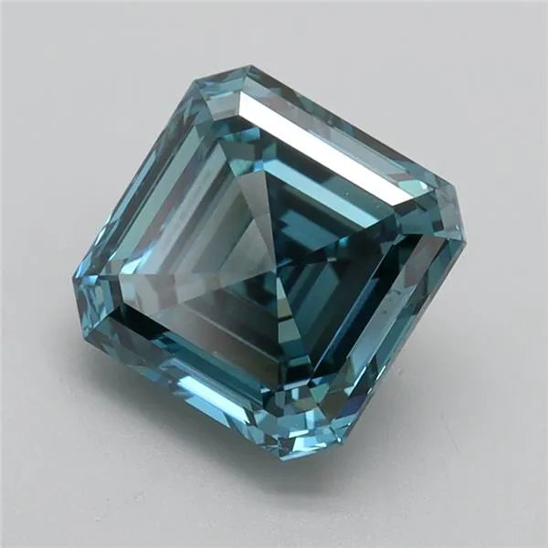 2.10ct Asscher Lab Grown Diamond (Colour Fancy Vivid Greenish Blue, Clarity VS1, IGI Certified)