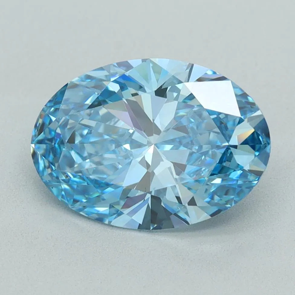 2.45ct Oval Lab Grown Diamond (Colour Fancy Vivid Blue, Clarity VVS1, IGI Certified)