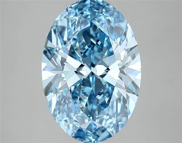 2.50ct Oval Lab Grown Diamond (Colour Fancy Vivid Blue, Clarity VVS2, IGI Certified)