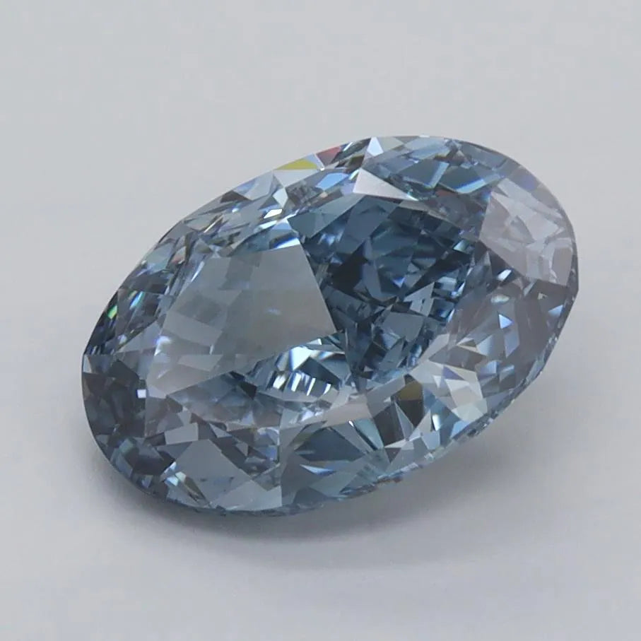 2.52ct Oval Lab Grown Diamond (Colour Fancy Vivid Blue, Clarity VS1, IGI Certified)