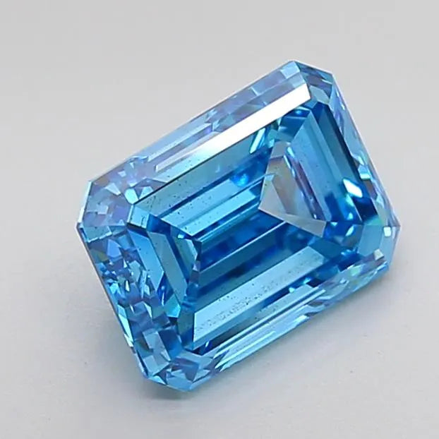 3.00ct Emerald Lab Grown Diamond (Colour Fancy Vivid Blue, Clarity SI1, IGI Certified)
