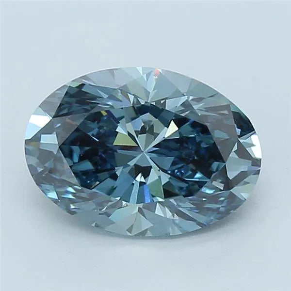 3.02ct Oval Lab Grown Diamond (Colour Fancy Vivid Blue, Clarity VVS2, IGI Certified)