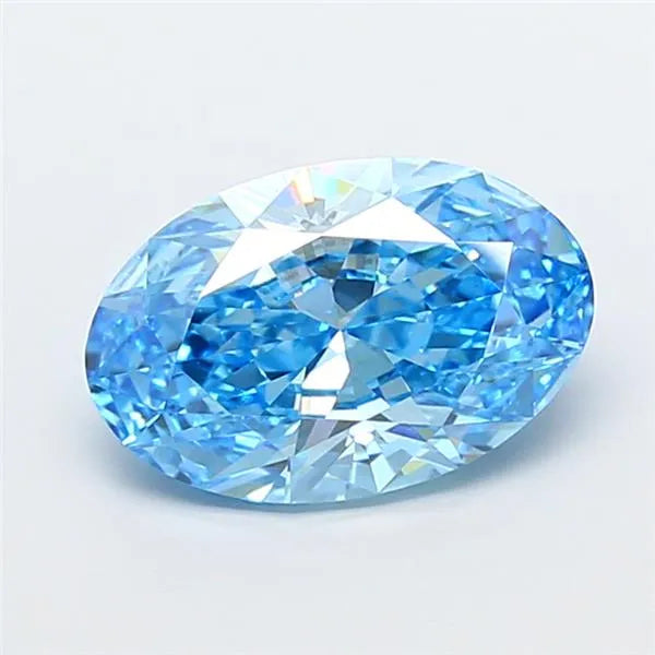 3.03ct Oval Lab Grown Diamond (Colour Fancy Vivid Blue, Clarity VS2, IGI Certified)