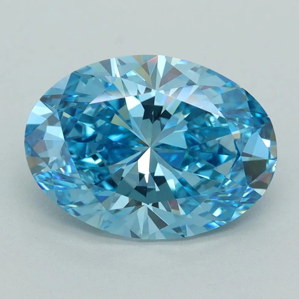 3.04ct Oval Lab Grown Diamond (Colour Fancy Vivid Blue, Clarity VVS2, IGI Certified)