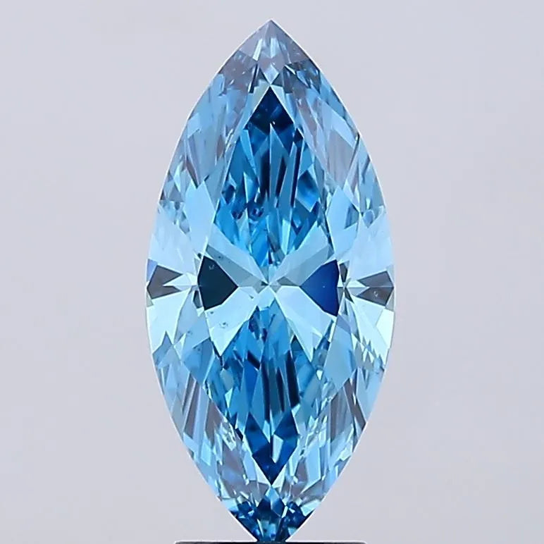 3.07ct Marquise Lab Grown Diamond (Colour Fancy Vivid Blue, Clarity VS2, IGI Certified)