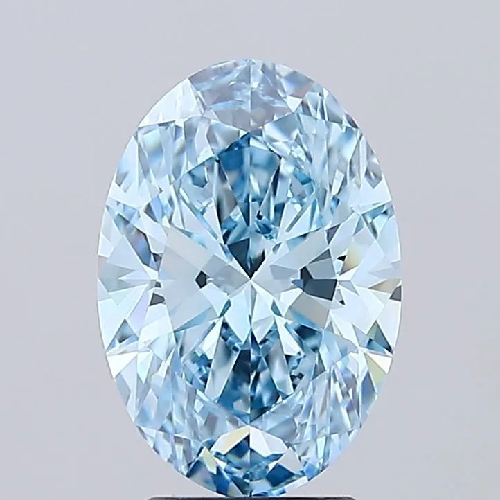 3.07ct Oval Lab Grown Diamond (Colour Fancy Vivid Blue, Clarity VVS1, IGI Certified)