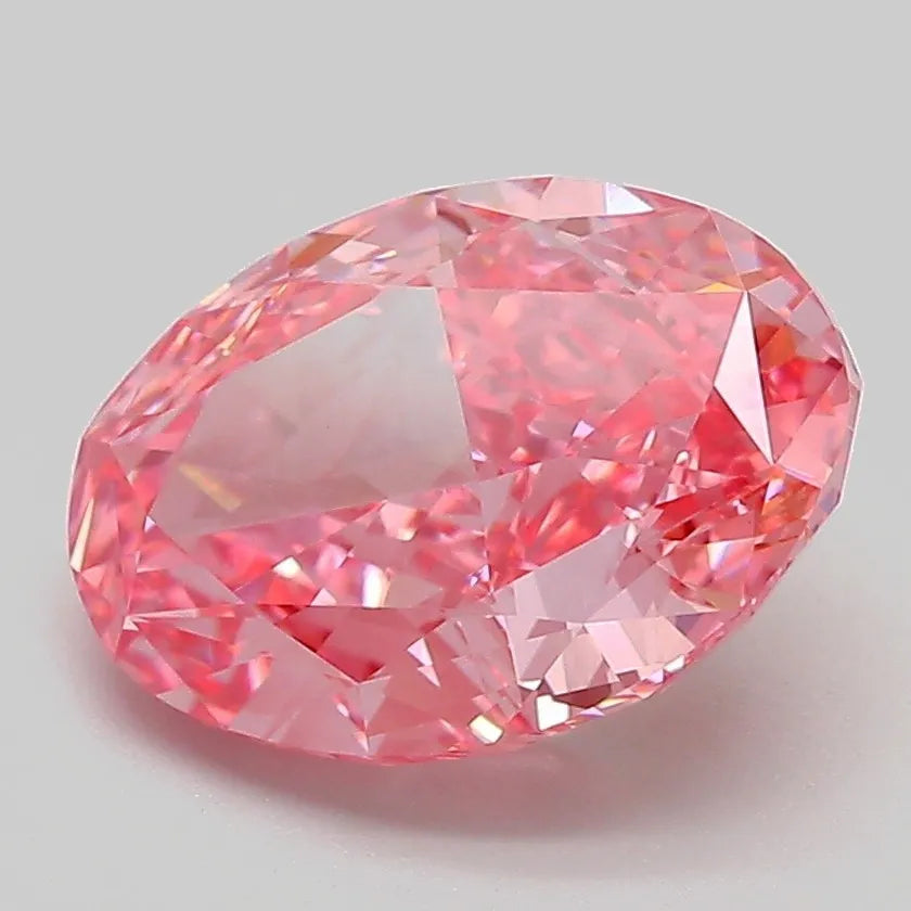 3.07ct Oval Lab Grown Diamond (Colour Fancy Vivid Pink, Clarity VVS2, IGI Certified)