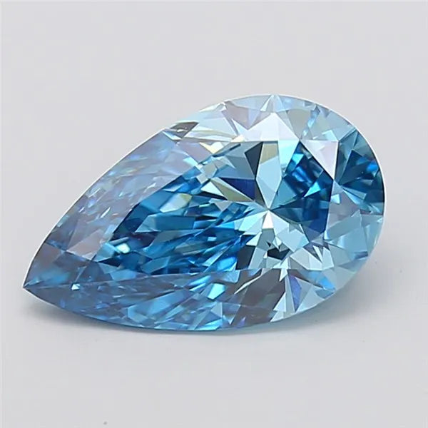 3.07ct Pear Lab Grown Diamond (Colour Fancy Vivid Blue, Clarity VS2, IGI Certified)