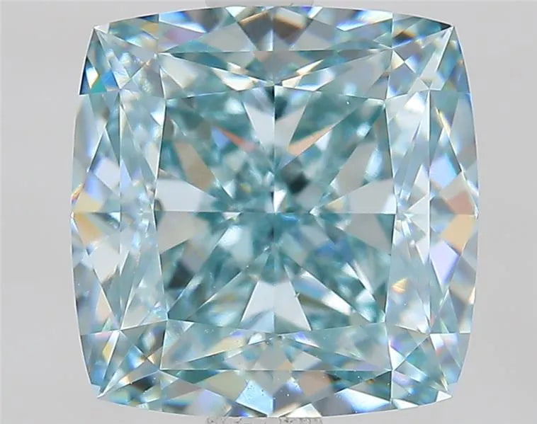3.08ct Cushion modified Lab Grown Diamond (Colour Fancy Blueish Green, Clarity VS1, IGI Certified)
