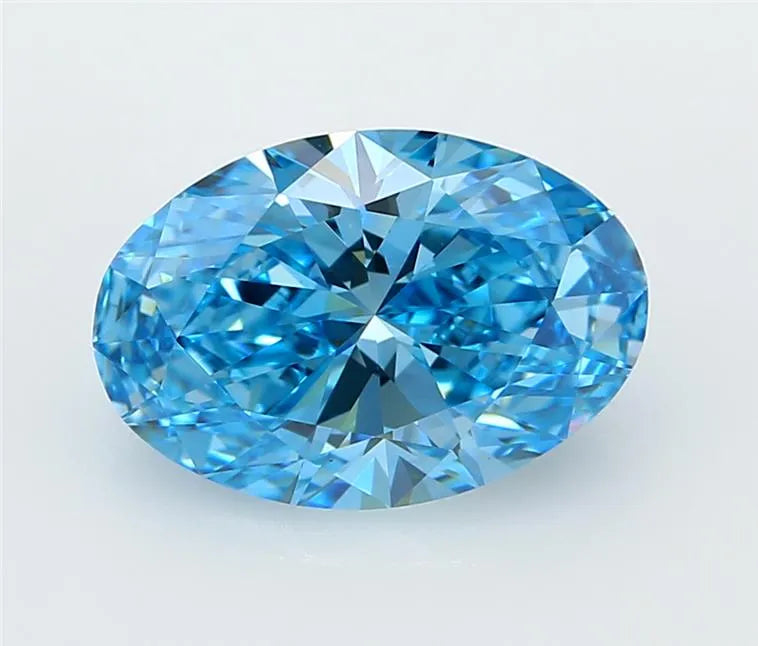 3.12ct Oval Lab Grown Diamond (Colour Fancy Vivid Blue, Clarity VS2, IGI Certified)