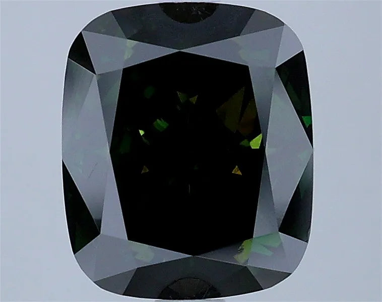 3.25ct Cushion modified Lab Grown Diamond (Colour Fancy Dark Green, Clarity VS2, IGI Certified)