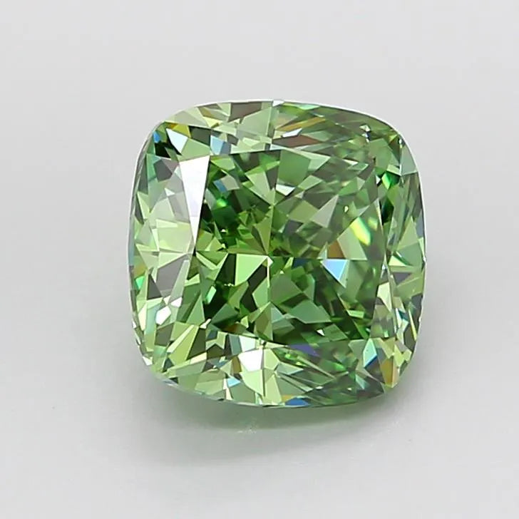 3.50ct Cushion modified Lab Grown Diamond (Colour Fancy Vivid Green, Clarity VVS2, IGI Certified)