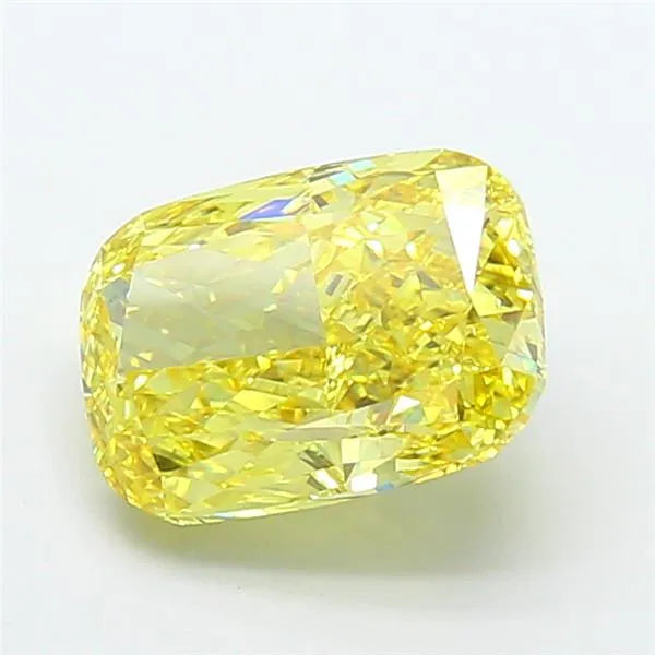 4.23ct Cushion modified Lab Grown Diamond (Colour Fancy Vivid Yellow, Clarity SI1, IGI Certified)