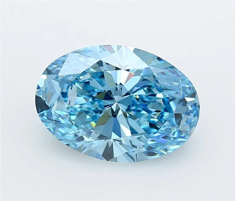 4.24ct Oval Lab Grown Diamond (Colour Fancy Vivid Blue, Clarity VVS2, IGI Certified)