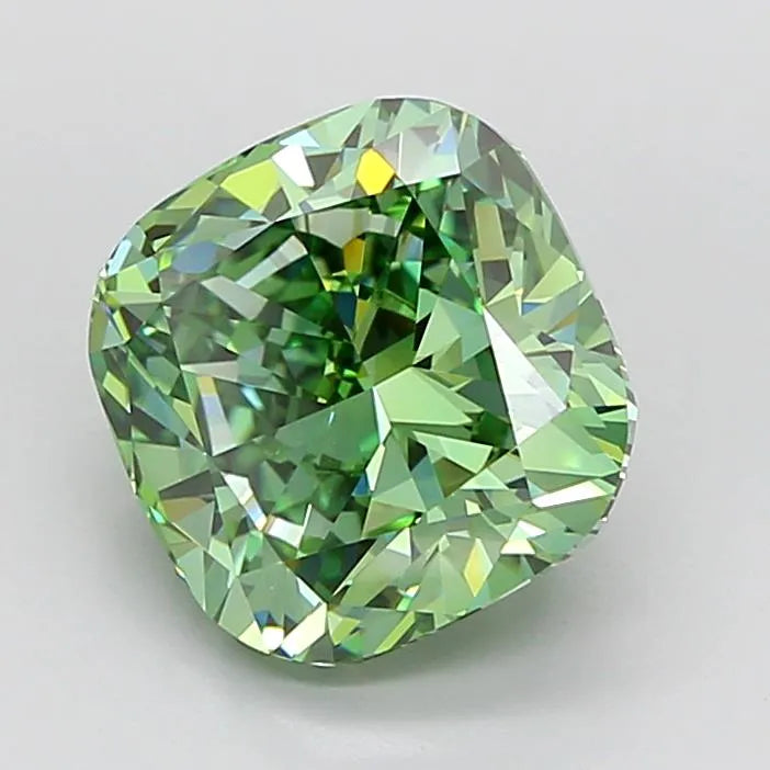 4.53ct Cushion modified Lab Grown Diamond (Colour Fancy Vivid Green, Clarity VVS2, IGI Certified)