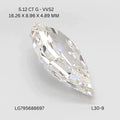 5.12ct Pear Lab Grown Diamond (Colour G, Clarity VVS2, IGI Certified)